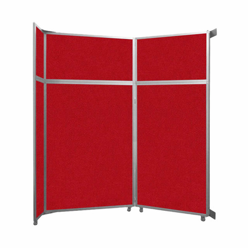 Operable Wall™ Folding Room Divider 7'11" x 8'5-1/4" Red Fabric - Black Trim