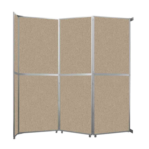 Operable Wall™ Folding Room Divider 11'9" x 12'3" Rye Fabric - Black Trim