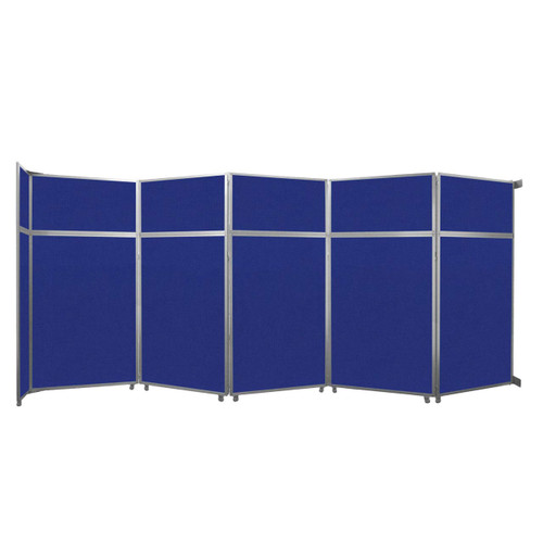 Operable Wallª Folding Room Divider 19'6" x 8'5-1/4" Royal Blue Fabric - Black Trim