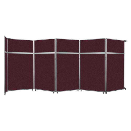 Operable Wall™ Folding Room Divider 19'6" x 8'5-1/4" Cranberry Fabric - Black Trim