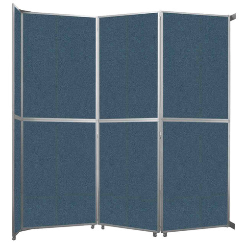 Operable Wall™ Folding Room Divider 11'9" x 12'3" Caribbean Fabric - White Trim