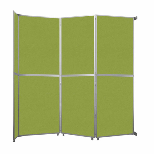 Operable Wall™ Folding Room Divider 11'9" x 12'3" Lime Green Fabric - White Trim