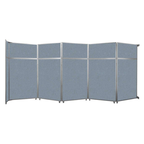 Operable Wall™ Folding Room Divider 19'6" x 8'5-1/4" Powder Blue Fabric - White Trim