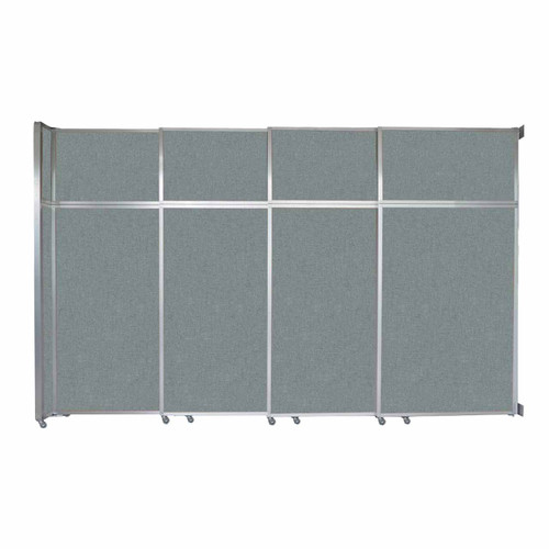 Operable Wall™ Sliding Room Divider 12'8" x 8'5-1/4" Sea Green Fabric - Black Trim