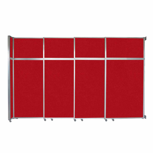 Operable Wall™ Sliding Room Divider 12'8" x 8'5-1/4" Red Fabric - Black Trim