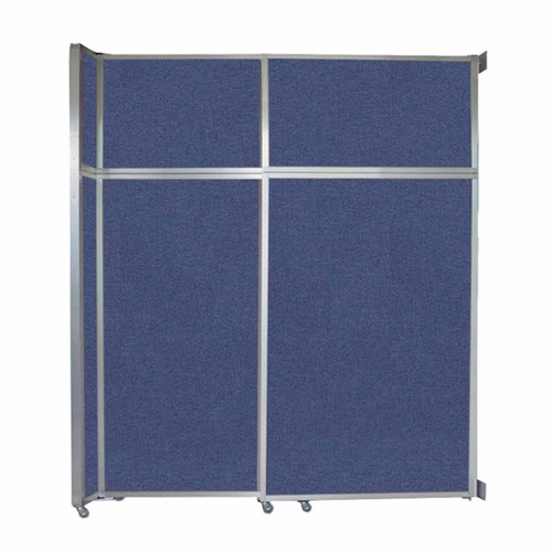 Operable Wall™ Sliding Room Divider 6'10" x 8'5-1/4" Cerulean Fabric - White Trim