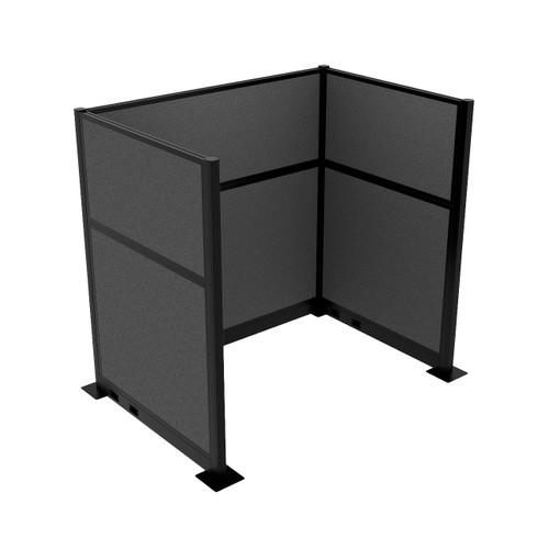 Portable Partition Wall Pre-Configured Hush Panel Electric Cubicle, U Shape 6' x 4' Charcoal Gray Woven Fabric - Black Trim