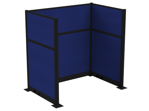 Pre-Configured Hush Panelª Electric Cubicle (U Shape) 6' x 4' Royal Blue Fabric - Black Trim