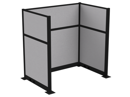 Pre-Configured Hush Panelª Electric Cubicle (U Shape) 6' x 4' Slate Fabric - Black Trim