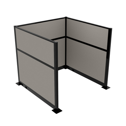 Portable Partition Wall Pre-Configured Hush Panel Electric Cubicle, U Shape 6' x 6' Slate Woven Fabric - Black Trim