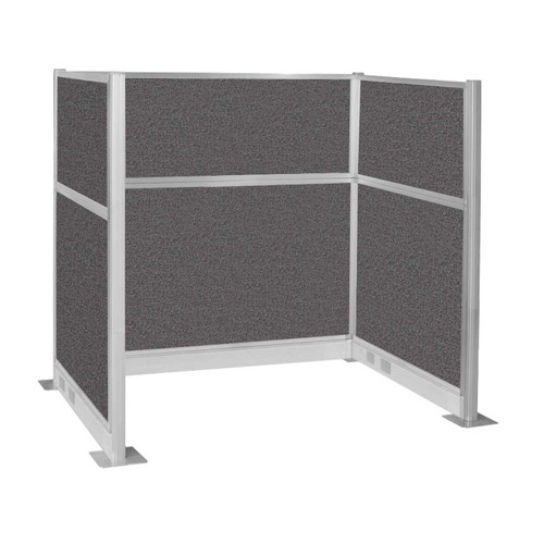 Pre-Configured Hush Panelª Electric Cubicle (U Shape) 6' x 4' Charcoal Gray Fabric - White Trim