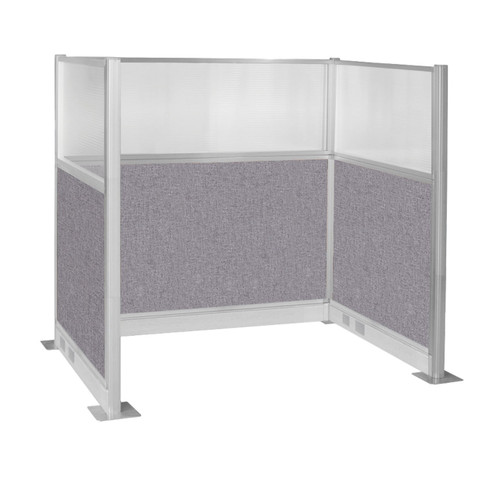 Pre-Configured Hush Panel™ Electric Cubicle (U Shape) 6' x 4' W/ Window Cloud Gray Fabric - White Trim