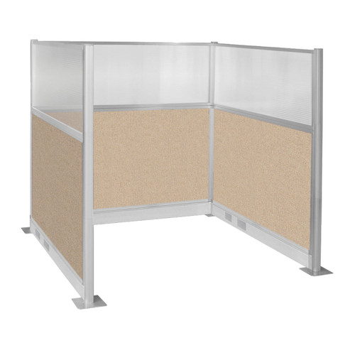 Pre-Configured Hush Panelª Electric Cubicle (U Shape) 6' x 6' W/ Window Beige Fabric - White Trim