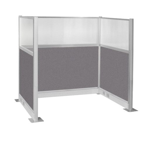 Pre-Configured Hush Panelª Electric Cubicle (U Shape) 6' x 4' W/ Window Slate Fabric - White Trim