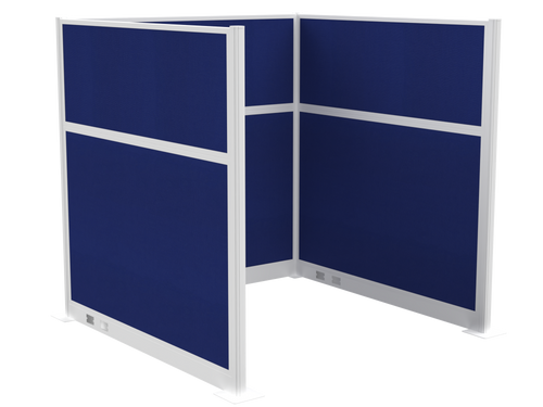 Pre-Configured Hush Panelª Electric Cubicle (U Shape) 6' x 6' Royal Blue Fabric - White Trim