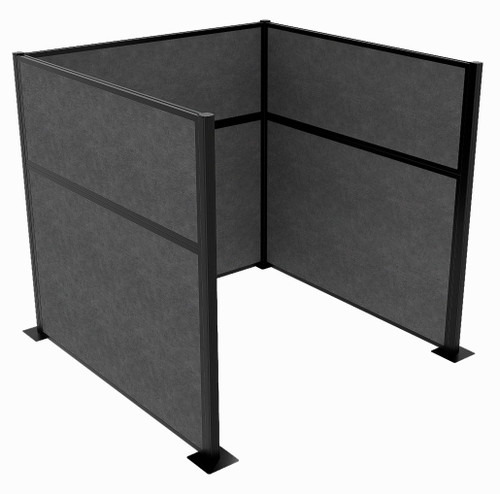 Portable Partition Wall Pre-Configured Hush Panel Cubicle, U Shape 6' x 6' Classic Gray Fabric - Black Trim