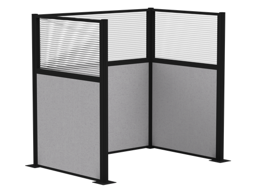 Pre-Configured Hush Panelª Cubicle (U Shape) 6' x 4' W/ Window Slate Fabric - Black Trim