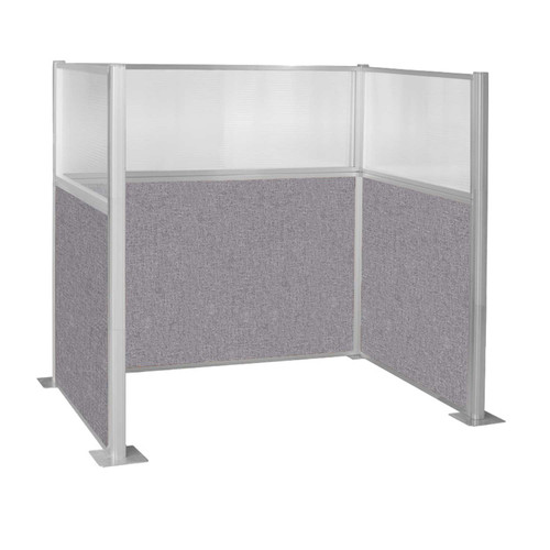 Pre-Configured Hush Panelª Cubicle (U Shape) 6' x 4' W/ Window Cloud Gray Fabric - White Trim