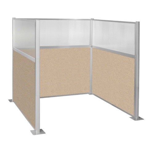 Pre-Configured Hush Panelª Cubicle (U Shape) 6' x 6' W/ Window Beige Fabric - White Trim