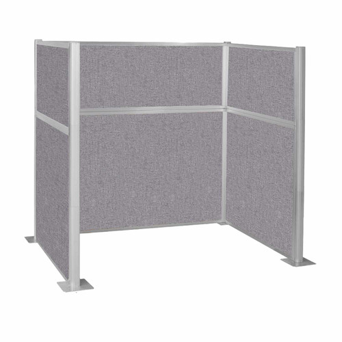 Pre-Configured Hush Panelª Cubicle (U Shape) 6' x 4' Cloud Gray Fabric - White Trim