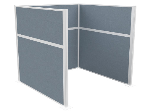 Pre-Configured Hush Panelª Cubicle (U Shape) 6' x 6' Powder Blue Fabric - White Trim