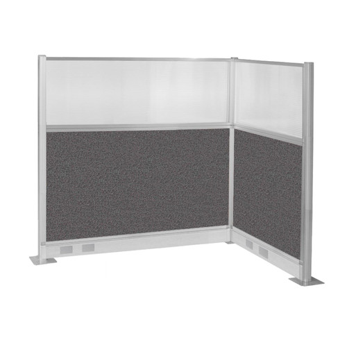 Pre-Configured Hush Panelª Electric Cubicle (L Shape) 6' x 4' W/ Window Charcoal Gray Fabric - Black Trim