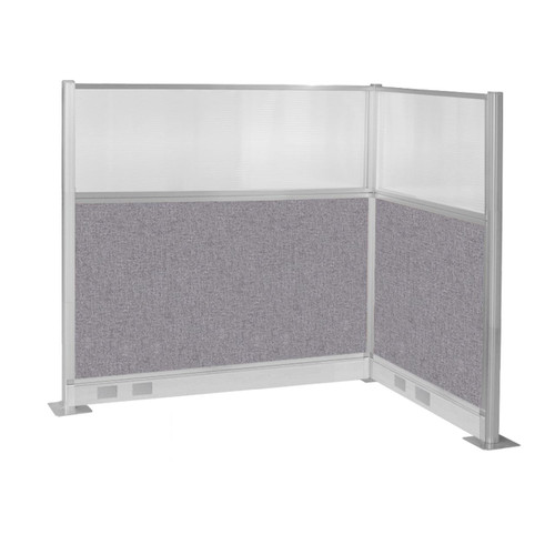 Pre-Configured Hush Panelª Electric Cubicle (L Shape) 6' x 4' W/ Window Cloud Gray Fabric - Black Trim