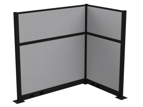 Pre-Configured Hush Panelª Electric Cubicle (L Shape) 6' x 4' Slate Fabric - Black Trim