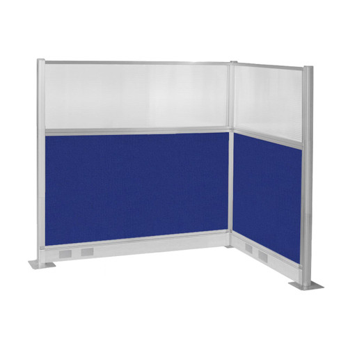 Pre-Configured Hush Panelª Electric Cubicle (L Shape) 6' x 4' W/ Window Royal Blue Fabric - Black Trim