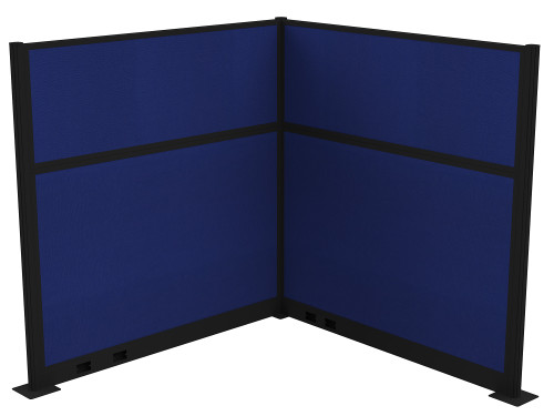 Pre-Configured Hush Panelª Electric Cubicle (L Shape) 6' x 6' Royal Blue Fabric - Black Trim