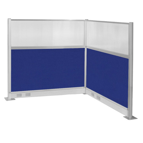 Pre-Configured Hush Panelª Electric Cubicle (L Shape) 6' x 6' W/ Window Royal Blue Fabric - Black Trim