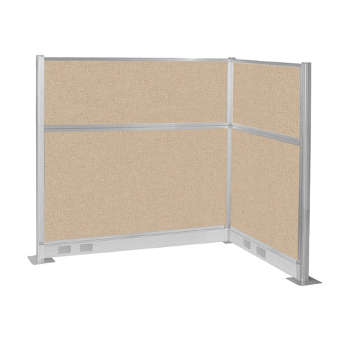 Pre-Configured Hush Panel™ Electric Cubicle (L Shape) 6' x 4' Beige Fabric - White Trim