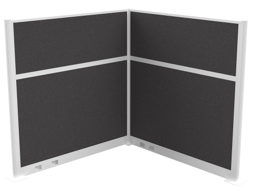 Pre-Configured Hush Panelª Electric Cubicle (L Shape) 6' x 6' Charcoal Gray Fabric - White Trim