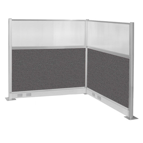 Pre-Configured Hush Panelª Electric Cubicle (L Shape) 6' x 6' W/ Window Charcoal Gray Fabric - White Trim