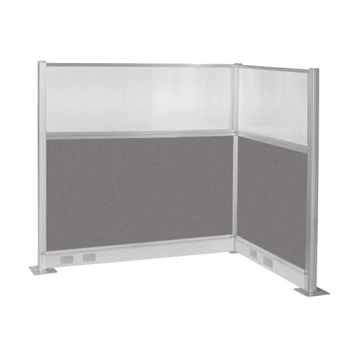 Pre-Configured Hush Panel™ Electric Cubicle (L Shape) 6' x 4' W/ Window Slate Fabric - White Trim
