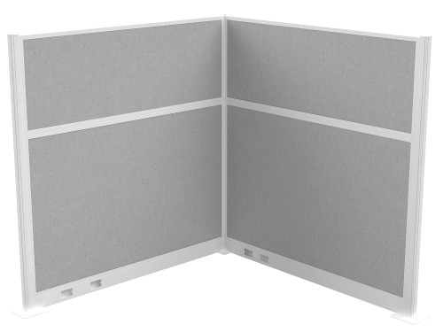 Pre-Configured Hush Panelª Electric Cubicle (L Shape) 6' x 6' Slate Fabric - White Trim