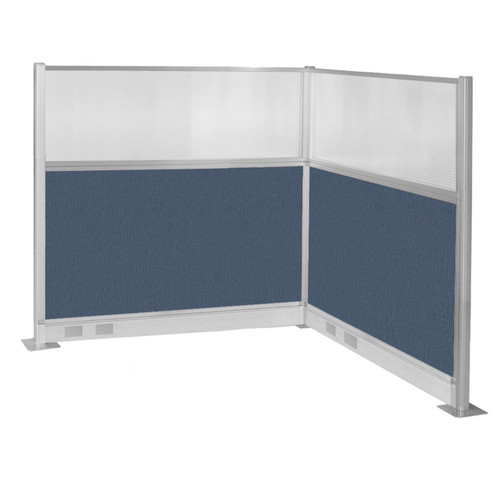 Pre-Configured Hush Panelª Electric Cubicle (L Shape) 6' x 6' W/ Window Ocean Fabric - White Trim