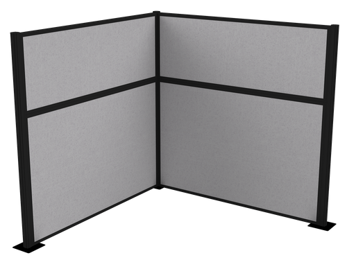 Pre-Configured Hush Panelª Cubicle (L Shape) 6' x 6' Slate Fabric - Black Trim
