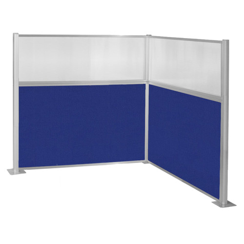Pre-Configured Hush Panelª Cubicle (L Shape) 6' x 6' W/ Window Royal Blue Fabric - Black Trim