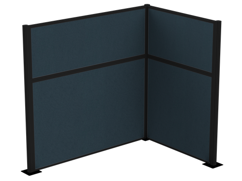 Pre-Configured Hush Panelª Cubicle (L Shape) 6' x 4' Caribbean Fabric - Black Trim