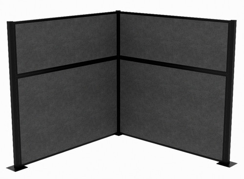 Acoustic Portable Partition Pre-Configured Hush Panel Cubicle, L Shape 6' x 6' Classic Gray Fabric - Black Trim