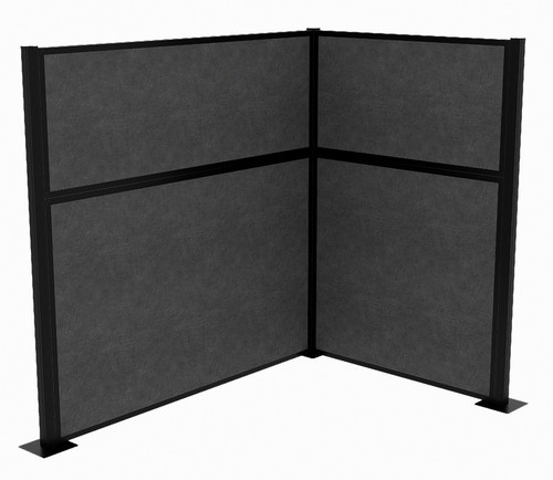 Acoustic Portable Partition Pre-Configured Hush Panel Cubicle, L Shape 6' x 4' Classic Gray Fabric - Black Trim