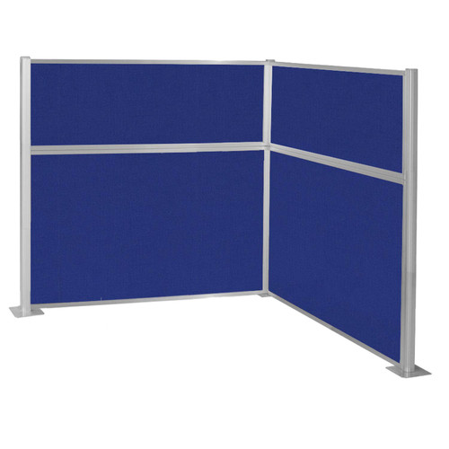 Pre-Configured Hush Panelª Cubicle (L Shape) 6' x 6' Royal Blue Fabric - White Trim
