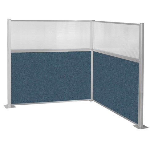 Pre-Configured Hush Panelª Cubicle (L Shape) 6' x 6' W/ Window Caribbean Fabric - White Trim