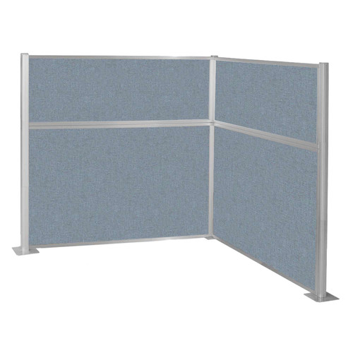 Pre-Configured Hush Panelª Cubicle (L Shape) 6' x 6' Powder Blue Fabric - White Trim