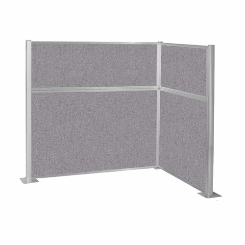 Pre-Configured Hush Panelª Cubicle (L Shape) 6' x 4' Cloud Gray Fabric - White Trim