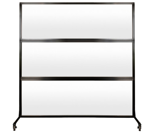 MediPanel Portable Divider 6' x 6' Frosted Window With Wheels - Black Trim