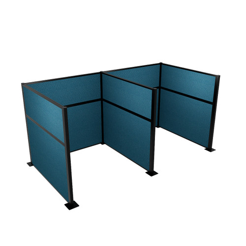 Acoustic Portable Partition Wall Pre-Configured Hush Panel Cubicles 6' x 6' Caribbean Woven Fabric - Black Trim