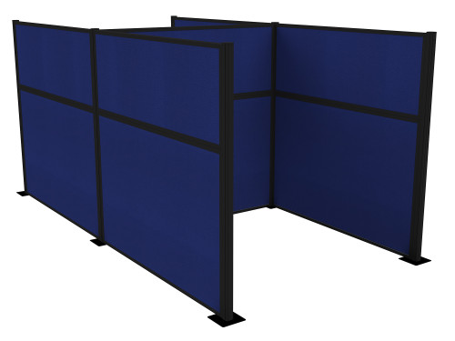 Pre-Configured Hush Panelª Cubicle 6' x 6' Royal Blue Fabric - Black Trim