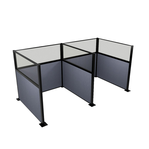 Acoustic Portable Partition Wall Pre-Configured Hush Panel Cubicles 6' x 6' W/ Window Ocean Woven Fabric - Black Trim